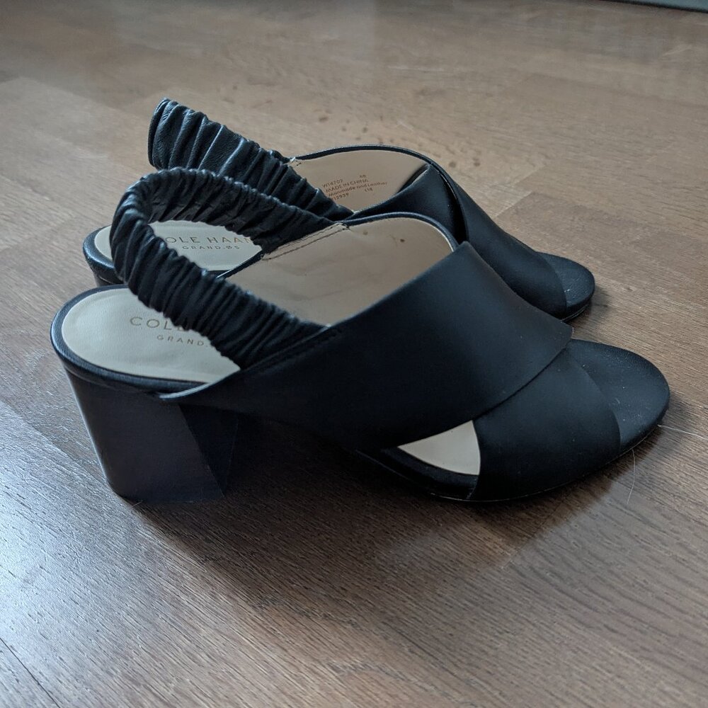 Cole Haan Black Heeled Leather Sandals